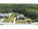Beautiful aerial view of a spacious home with a pool and large, wooded backyard at 6521 Sunset Manor Dr, Wake Forest, NC 27587