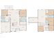 Home's 2 floors with dimensions, labels, and layouts of rooms, bathrooms, and amenities at 6521 Sunset Manor Dr, Wake Forest, NC 27587