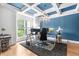 Office space with hardwood floors, coffered ceiling, ample natural light, and modern workspace at 9713 San Remo Pl, Wake Forest, NC 27587