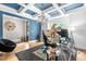Stylish office with hardwood floors, coffered ceiling, modern lighting, and ample natural light at 9713 San Remo Pl, Wake Forest, NC 27587