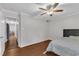 Bedroom featuring a ceiling fan, window and plenty of space to relax and unwind at 1008 Sandlin Pl # J, Raleigh, NC 27606
