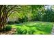 Lush, green backyard with mature trees providing ample shade and privacy at 101 Synandra Ln, Holly Springs, NC 27540