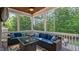 Relaxing screened porch with comfortable seating and views of the wooded backyard at 101 Synandra Ln, Holly Springs, NC 27540