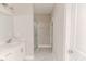 Bathroom featuring a glass shower, single vanity, and grey walls at 117 Knight Rd Rd, Broadway, NC 27505