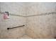 Tiled shower features a grab bar and decorative accent strip at 125 Greenway Landing Lndg, Chapel Hill, NC 27516