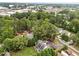 Aerial view of a residential neighborhood with mature trees and close proximity to commercial areas at 158 Pineland Cir, Raleigh, NC 27606