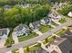 A neighborhood featuring well-maintained homes, manicured lawns, and tree-lined streets in a suburban setting at 2083 Amalfi Pl, Apex, NC 27502