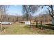 Spacious backyard featuring mature trees, a silver car, and a covered structure at 2710 Morton Pulliam Rd, Roxboro, NC 27574