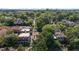 Elevated aerial view of the property on a tree-lined street, revealing nearby neighborhoods and views at 311 N Gregson St, Durham, NC 27701