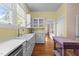 Well-lit kitchen featuring white cabinets, hardwood floors, and stainless steel appliances at 311 N Gregson St, Durham, NC 27701