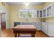 Bright yellow kitchen featuring hardwood floors, custom cabinets, and a butcher block island at 311 N Gregson St, Durham, NC 27701