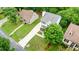 Aerial view of a home with mature trees and a long driveway, highlighting its private setting at 3405 E Jameson Rd, Raleigh, NC 27604