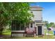 View of the home's back exterior, including a screened-in porch and rear entry at 3405 E Jameson Rd, Raleigh, NC 27604