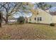 Spacious backyard featuring a partial fence and a lush lawn scattered with fallen leaves at 345 Henderson St, Oxford, NC 27565