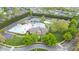 Aerial view of the community amenities including a pool, playground, and clubhouse at 4110 Argyle Trl, Burlington, NC 27215