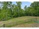 Private backyard featuring a fenced-in yard and green grass backing up to tall green trees at 50 Harriet Gentry Ln, Timberlake, NC 27583