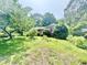 Beautiful front yard with mature trees and lush lawn, complemented by a charming brick home in the background at 518 Heater Dr, Cary, NC 27511