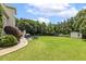 Spacious backyard perfect for outdoor activities with ample green space and seating area at 5516 Colonial Oaks Dr, Apex, NC 27539