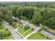 An aerial view of the neighborhood, showcasing lush greenery and well-spaced homes at 808 Ravenwood Dr, Raleigh, NC 27606