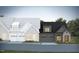 New townhome rendering showcasing two-story elevations with attached garages and brick accents at 1027 Coldspring Circle, Durham, NC 27705