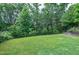 Lush backyard with verdant lawn and mature trees offering privacy at 112 Briarfield Dr, Apex, NC 27502