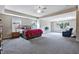 Expansive main bedroom suite with ample space, natural light, and room for seating area at 2100 Della Ct, Apex, NC 27502