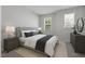 Bedroom with a comfortable bed, side tables, and plenty of natural light from two windows at 2329 Field Poppy Dr, Apex, NC 27502