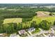 Stunning aerial view of a luxury home, showcasing its expansive lot, manicured landscaping, and neighborhood at 3160 Mantle Ridge Dr, Apex, NC 27502