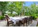 Charming patio featuring an outdoor dining table and chairs, perfect for enjoying meals in a serene setting at 3160 Mantle Ridge Dr, Apex, NC 27502