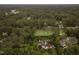 Breathtaking aerial view of a luxurious home nestled among mature trees and a meticulously manicured golf course at 3307 Devon Rd, Durham, NC 27707
