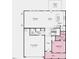 Floorplan featuring the home's first floor, including the kitchen, dining area, gathering room, and garage at 547 Claftin St, Sanford, NC 27330