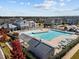 Community pool and surrounding neighborhood aerial shot showcasing the amenities at 5910 Giddings St, Raleigh, NC 27616