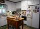 Traditional kitchen with white cabinets, stainless appliances, and functional center island at 6517 Whitted Rd, Fuquay Varina, NC 27526