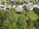 Expansive aerial view of home featuring lush landscaping, mature trees, and well-maintained lawn at 947 Middle Ground Ave, Rolesville, NC 27571