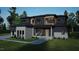 Striking modern home with a stone and wood facade, covered porch, and manicured lawn at 10 Gambel Dr, Youngsville, NC 27596