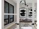 Sophisticated office with modern lighting fixture, artwork, and sleek desk with gold accents at 10 Gambel Dr, Youngsville, NC 27596