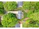 An aerial view of a home with trees, lush landscaping and a well manicured lawn at 102 Pin Oak Ct, Elon, NC 27244