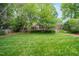 A spacious backyard featuring lush green lawn and mature trees at 102 Pin Oak Ct, Elon, NC 27244