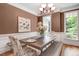 Formal dining area featuring wainscoting, and a stylish chandelier at 1128 Neuse Ridge Dr, Clayton, NC 27527