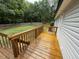 Enjoy the outdoors on this wood deck overlooking the backyard and mature trees at 195 Windsong Ln, Youngsville, NC 27596