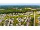 Wide aerial shot of a community featuring green spaces, a pool, and meticulously maintained homes at 305 Slate Dr, Gibsonville, NC 27249