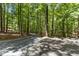 An asphalt and gravel driveway is surrounded by trees at 4110 Stoneycreek Rd, Chapel Hill, NC 27514