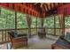 Screened-in porch featuring comfortable seating and serene wooded views at 4110 Stoneycreek Rd, Chapel Hill, NC 27514