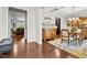 Elegant dining room with hardwood floors, coffered ceilings, and classic furnishings, ideal for Gathering gatherings at 633 Copper Beech Ln, Wake Forest, NC 27587