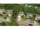 Aerial view highlighting the home's location within a lush, green neighborhood at 648 Long Melford Dr, Rolesville, NC 27571