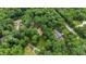 Wide aerial view of estate with mature trees, tennis court, and guest house at 812 Kenmore Rd, Chapel Hill, NC 27514