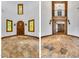 Inviting foyer features stone floors, a wooden arched door and clerestory windows at 1164 Keith Hills Rd, Lillington, NC 27546