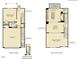 Detailed floor plan showcasing the layout of the first and second floors of the home design, including the kitchen and garage at 215 Carova Bnd, Apex, NC 27539