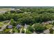 Aerial shot of a property nestled amongst verdant trees with a long driveway in a quiet neighborhood at 2216 Hoskins Rd, Burlington, NC 27215