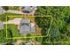 Aerial view of a property with estimated boundary lines and a well-maintained yard at 2216 Hoskins Rd, Burlington, NC 27215